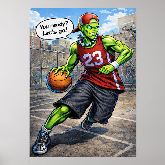 Urban Alien Basketball Player - Comic Style Art Holder