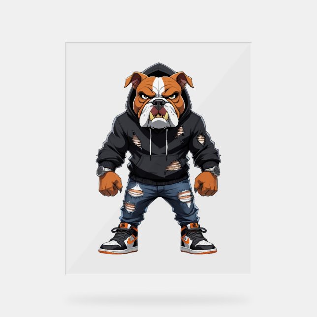 Urban Alpha Bulldog – Street Style Mascot  Acrylic Sign (Front)