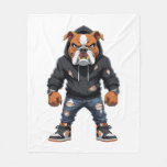 Urban Alpha Bulldog – Street Style Mascot  Fleece Blanket