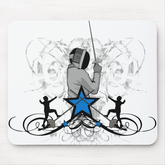 Urban and Hip Fencing Illustration Mouse Pad (Front)