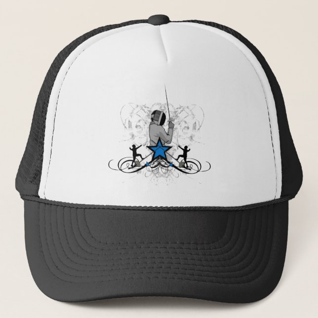 Urban and Hip Fencing Illustration Trucker Hat (Front)