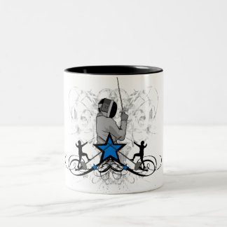 Urban and Hip Fencing Illustration Two-Tone Coffee Mug