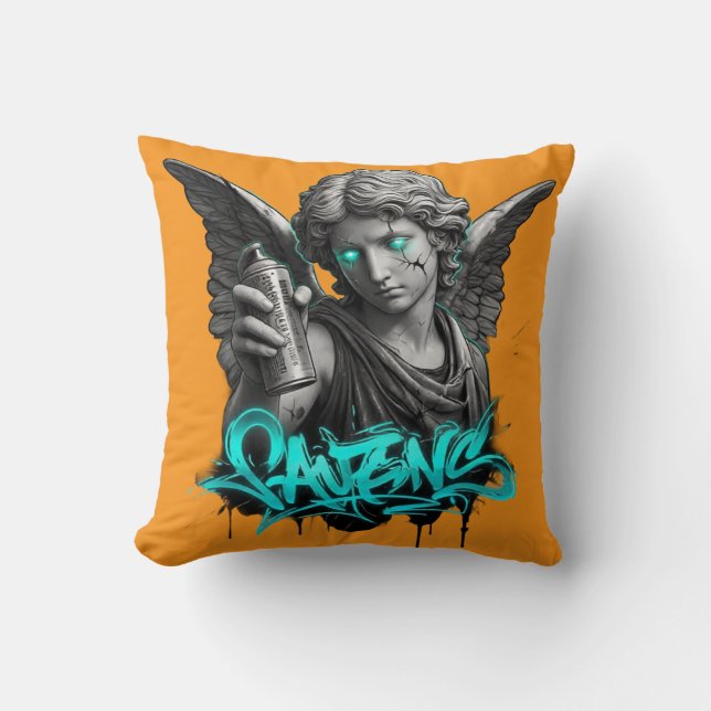 Urban Angel Graffiti Cushion – Broken Statue Stree (Front)