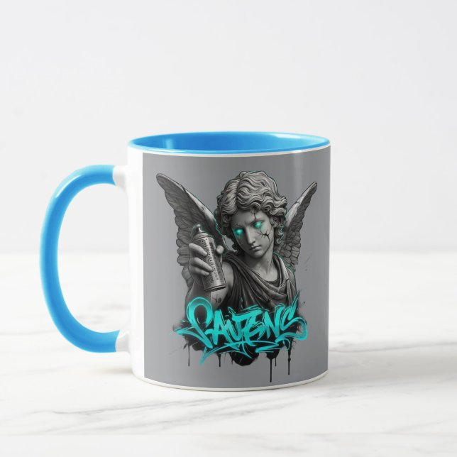 Urban Angel Graffiti Mug – Broken Statue Street Ar (Left)