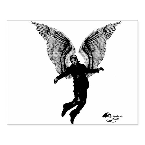 Urban Angel Winged Person Man Men Fly Scrapbooking Rubber Stamp