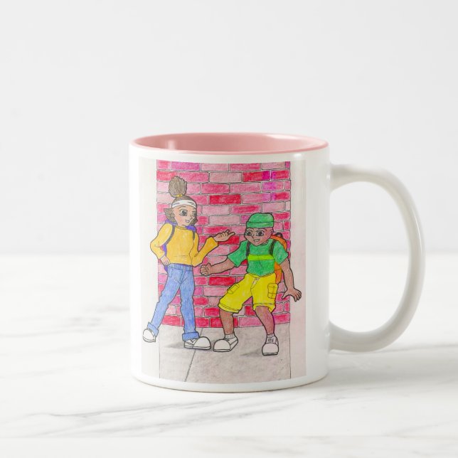 Urban anime art gallery characters Two-Tone coffee mug (Right)