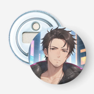 Urban Anime Guy Portrait Keychain Bottle Opener