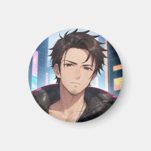 Urban Anime Guy Portrait Keychain Magnet