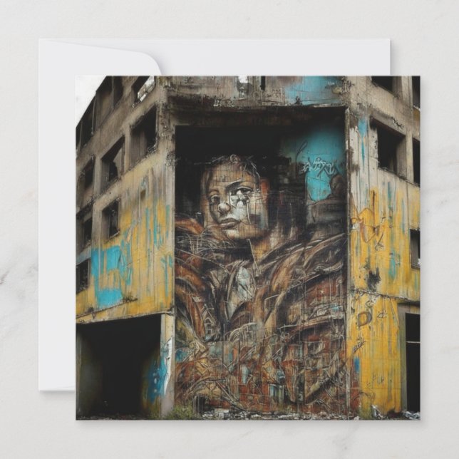 Urban Art on Abandoned Building | Art Card (Front)