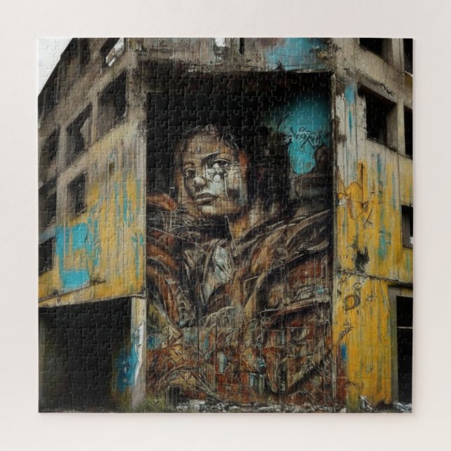 Urban Art on Abandoned Building Jigsaw Puzzle (Vertical)