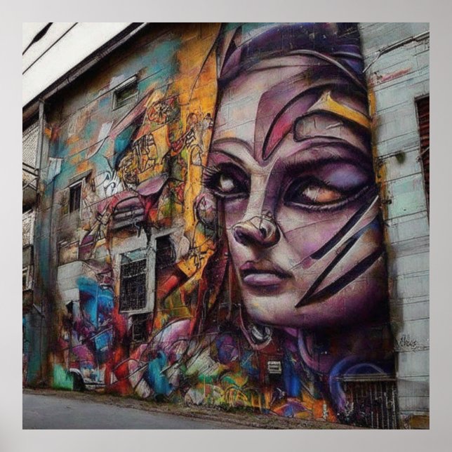 Urban Art on Abandoned Building Poster (Front)