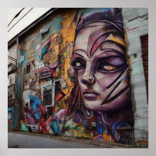 Urban Art on Abandoned Building Poster (Front)