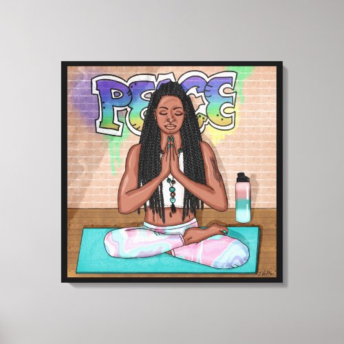 Urban Art  Pretty Woman doing Meditation  Canvas Print