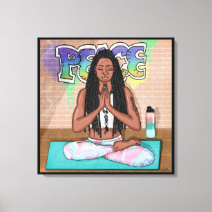 Urban Art   Pretty Woman doing Meditation  Canvas Print