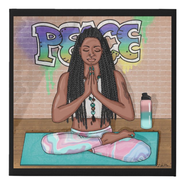 Urban Art | Pretty Woman doing Meditation Faux Canvas Print (Front)