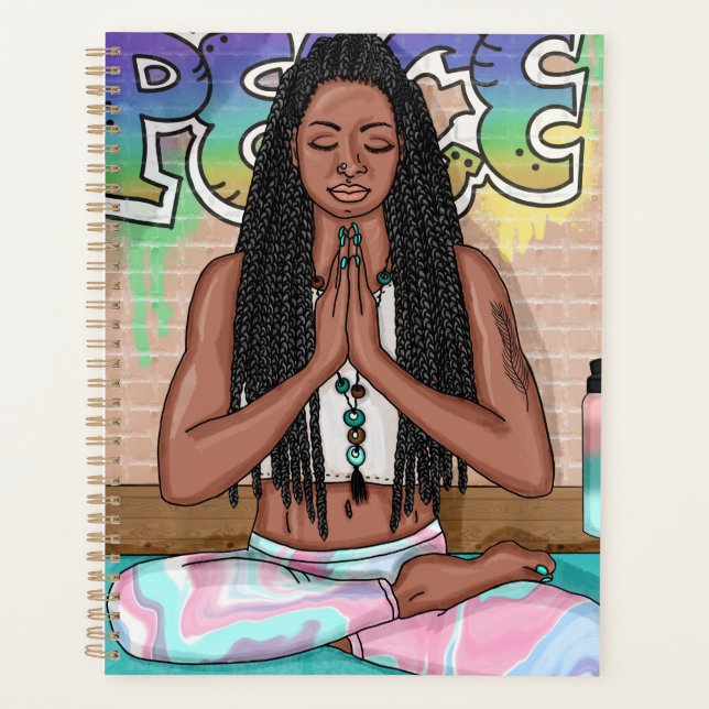 Urban Art | Pretty Woman doing Meditation  Planner (Front)