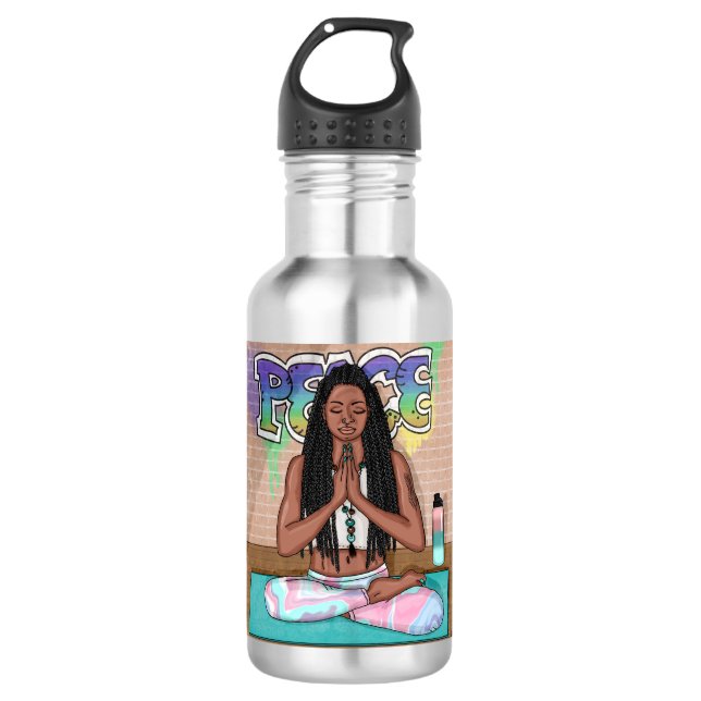 Urban Art | Pretty Woman doing Meditation   Stainless Steel Water Bottle (Front)