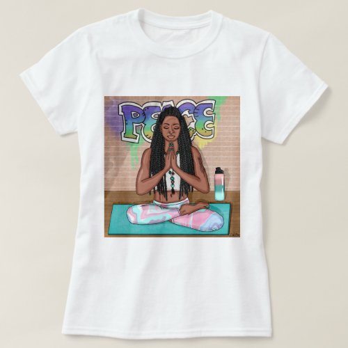 Urban Art  Pretty Woman doing Meditation  T_Shirt