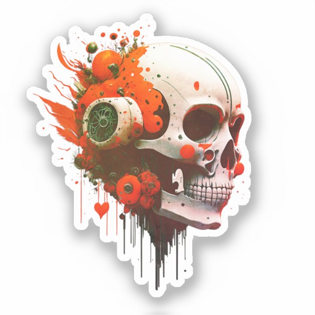 Urban Art with a Cool Dynamic Edge - Bold Skull Sticker (Front)