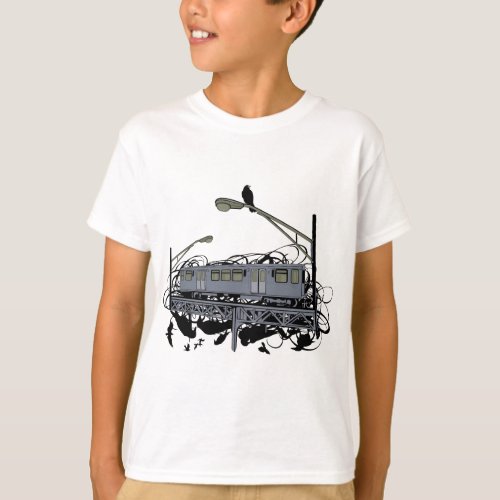 Urban Artistic Illustrated El Train  Crows T_shir T_Shirt