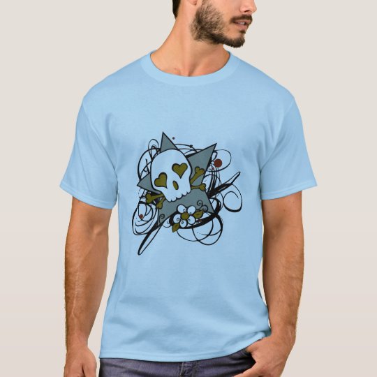 Urban Artistic Skull Star Tattoo Illustration T-Shirt