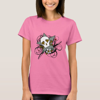 Urban Artistic Tattoo Skull and Flourishes Art T-Shirt
