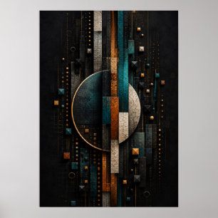 Urban Balance Abstract Geometric 3D Micro Mosaic Poster