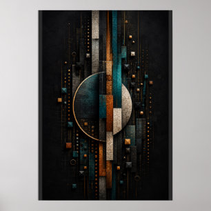 Urban Balance Abstract Geometric 3D Micro Mosaic Poster