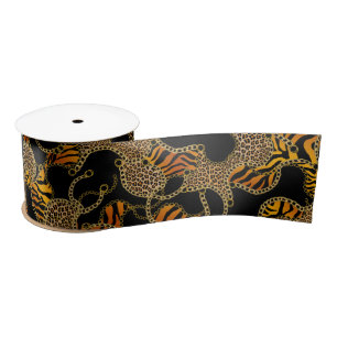 Urban Baroque Gold Chains Animal Print Satin Ribbon