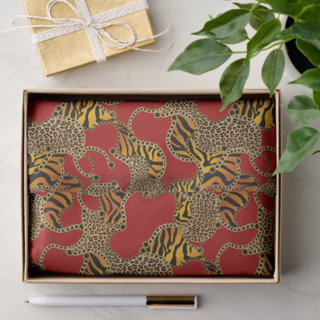 Urban Baroque Gold Chains Animal Print Tissue Paper (Gift)