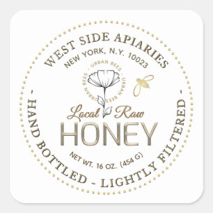 Urban Bees Local Raw Honey Label with Bee and Logo