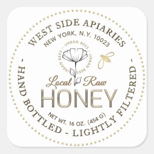 Urban Bees Local Raw Honey Label with Bee and Logo