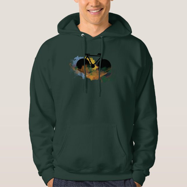 urban bicycle art graphic illustration hoodie (Front)