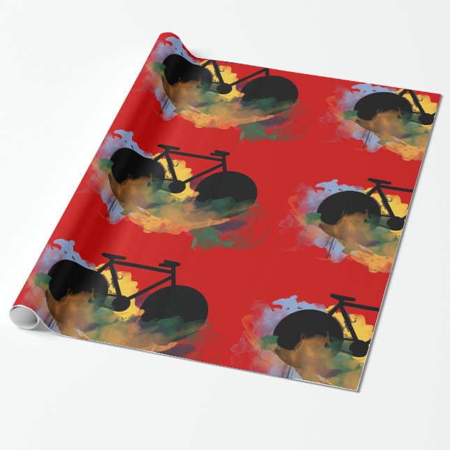 urban bicycle art graphic illustration wrapping paper (Unrolled)