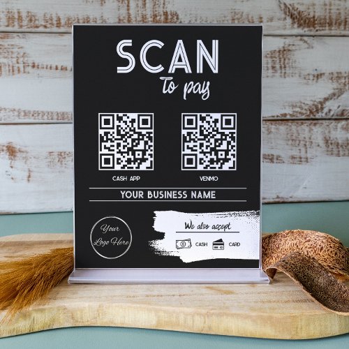 Urban black 2 QR codes masculine scan to pay Poster