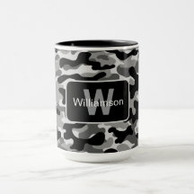 Urban Black And White Camo With Personalization