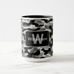 Urban Black And White Camo With Personalization Mug