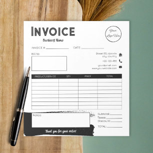 Urban black and white logo small business invoice notepad