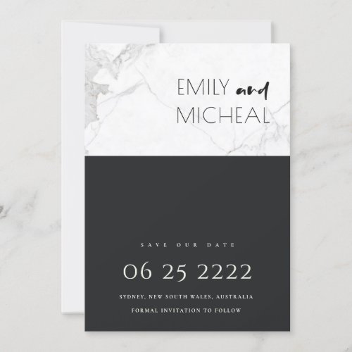 URBAN BLACK AND WHITE MARBLE SAVE THE DATE CARD