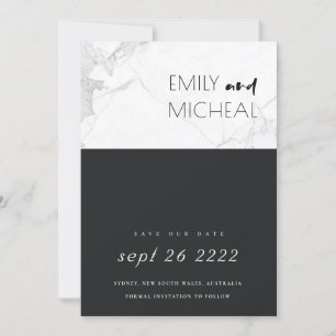 URBAN BLACK AND WHITE MARBLE SAVE THE DATE CARD