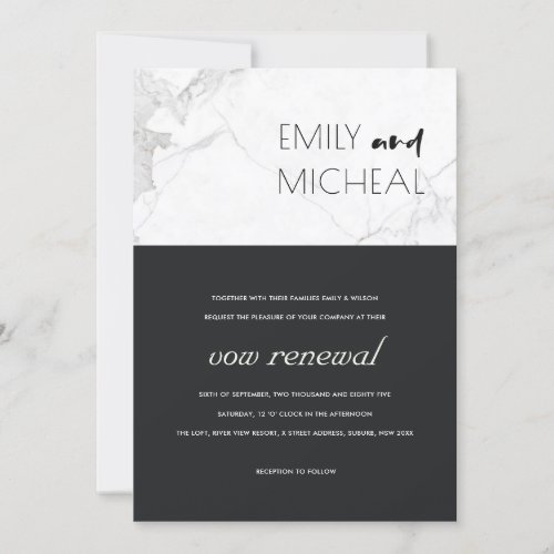 URBAN BLACK AND WHITE MARBLE VOW RENEWAL INVITE