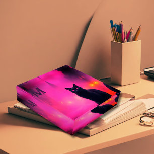 Urban Black cat in the purple night Paperweight