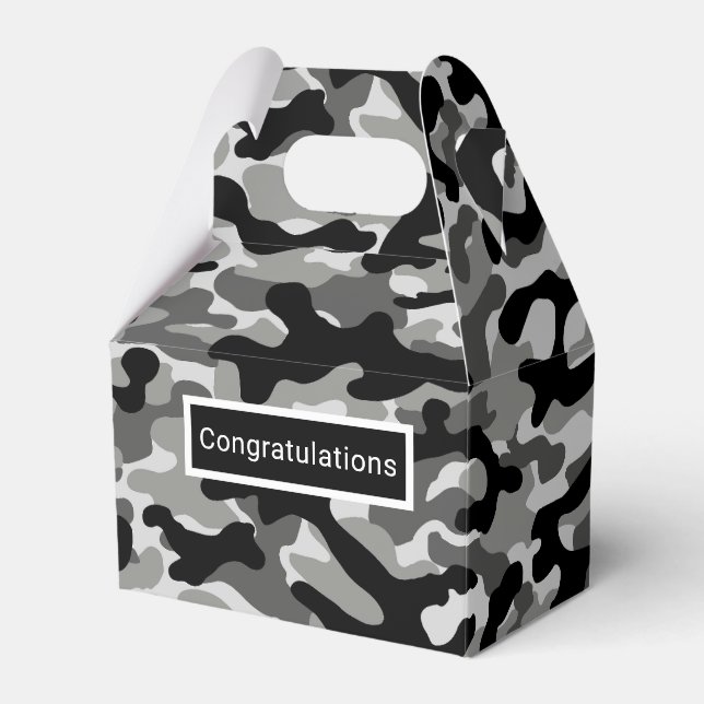 Urban Black Gray Camo Favor Boxes (Front Side)