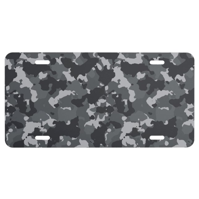 Urban Black Grey Camouflage Camo License Plate (Front)