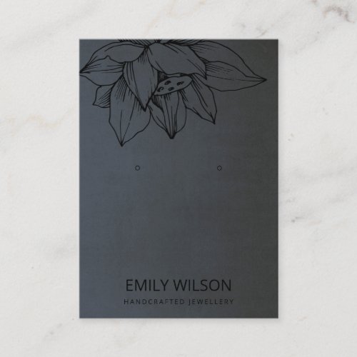 URBAN BLACK ON BLACK LOTUS SIMPLE EARRING DISPLAY BUSINESS CARD