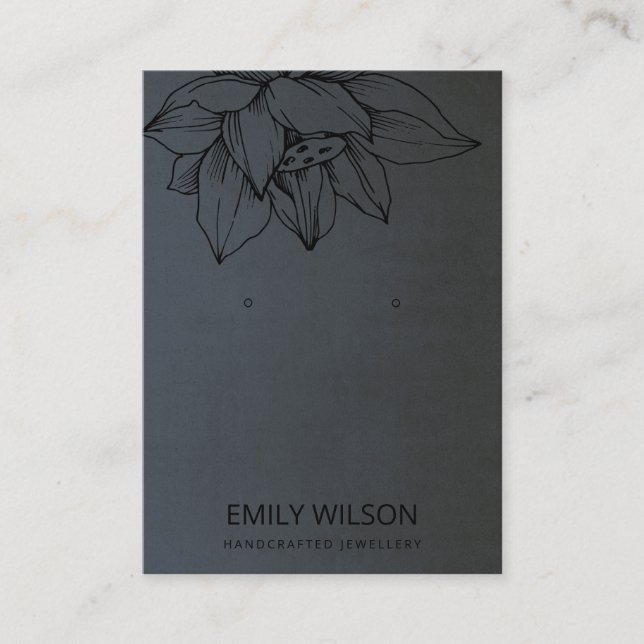 URBAN BLACK ON BLACK LOTUS SIMPLE EARRING DISPLAY BUSINESS CARD (Front)