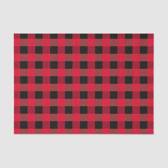 Urban black red buffalo plaid  tissue paper (Front)