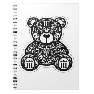Urban Black & White Bear Spiral Notebook