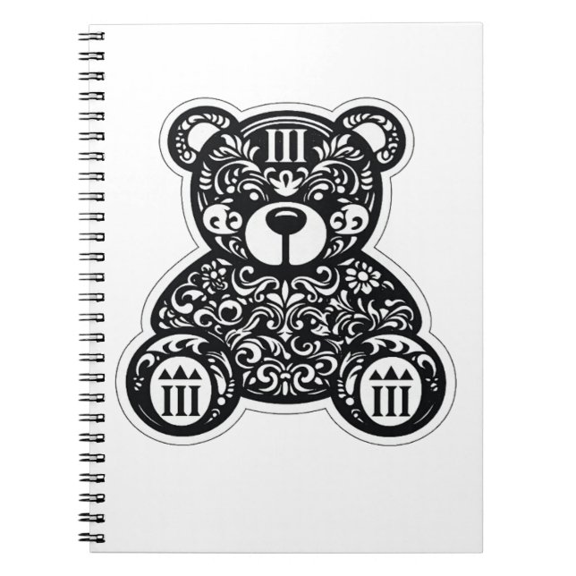 Urban Black & White Bear Spiral Notebook (Front)