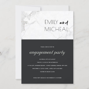 URBAN BLACK WHITE MARBLE ENGAGEMENT PARTY INVITE